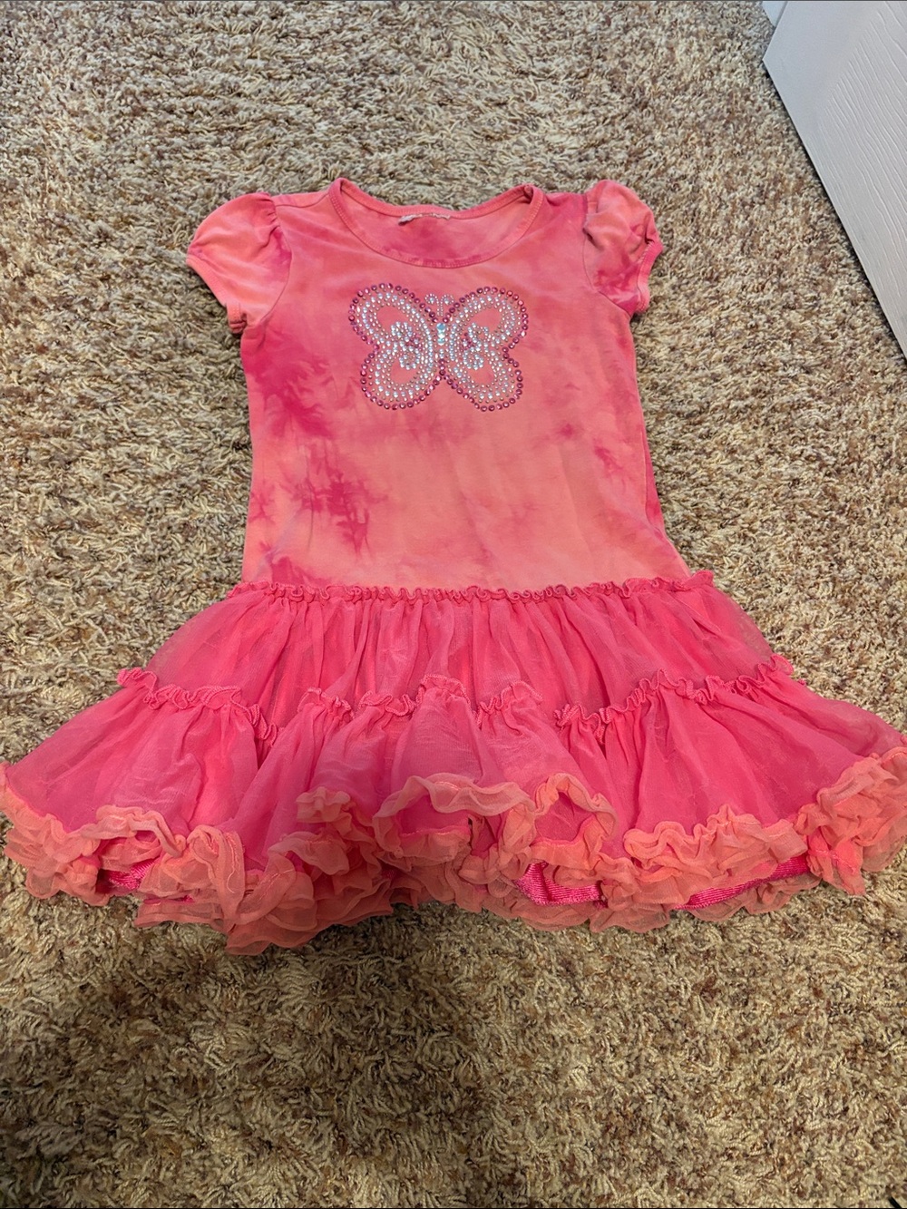 🔴10/$10! Girls Pink Butterfly Ruffle Tutu Dress